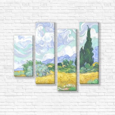 модульные картины Ван Гог Пшеничное поле с кипарисами