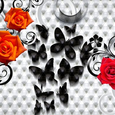 фотообои Розы и бабочки на светлой коже