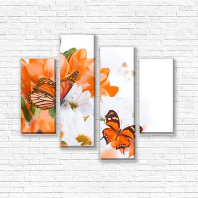 модульные картины Оранжевые бабочки
