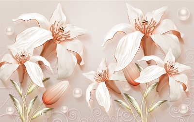 фотообои Жемчужные лилии 3Д